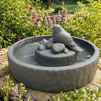 Vogeltränke Vogelbad Gartendeko für Vögel Wasserschale Vogelbecken mit Vogel Dark Grey