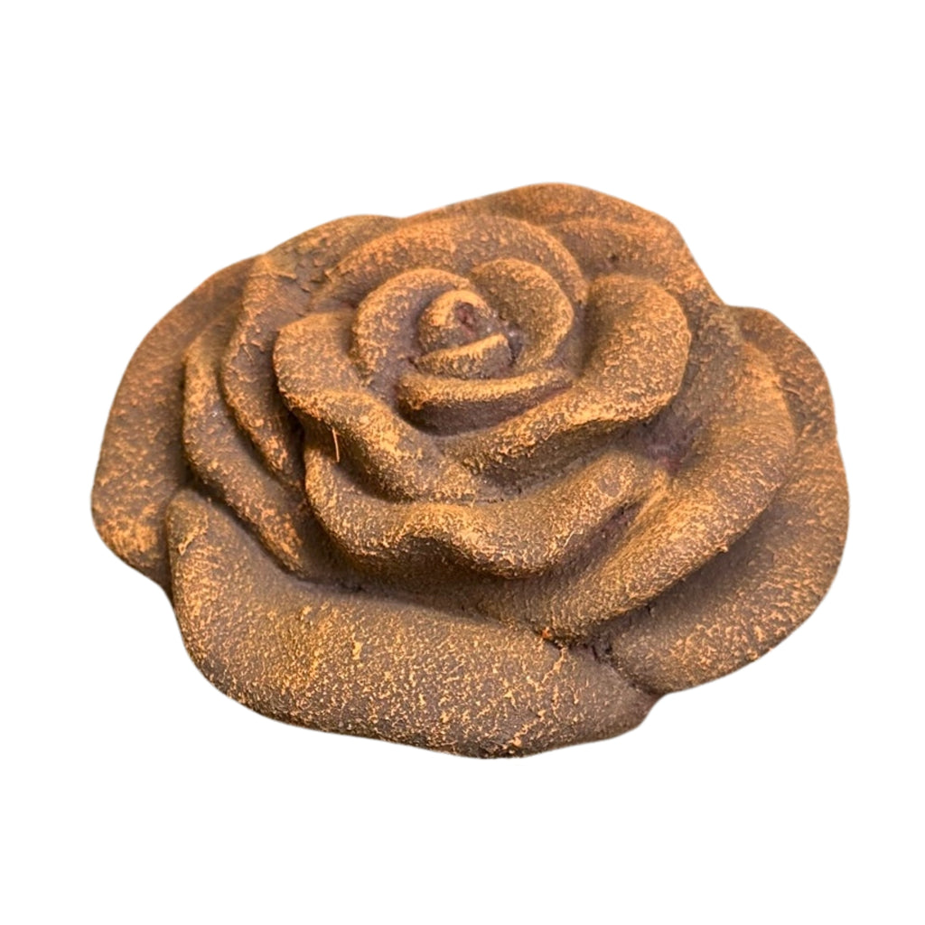 Rosenblüte aus Stein – Steinrose Blüte aus Steinguss, frostfeste Gartendeko Rost-Optik 12 cm