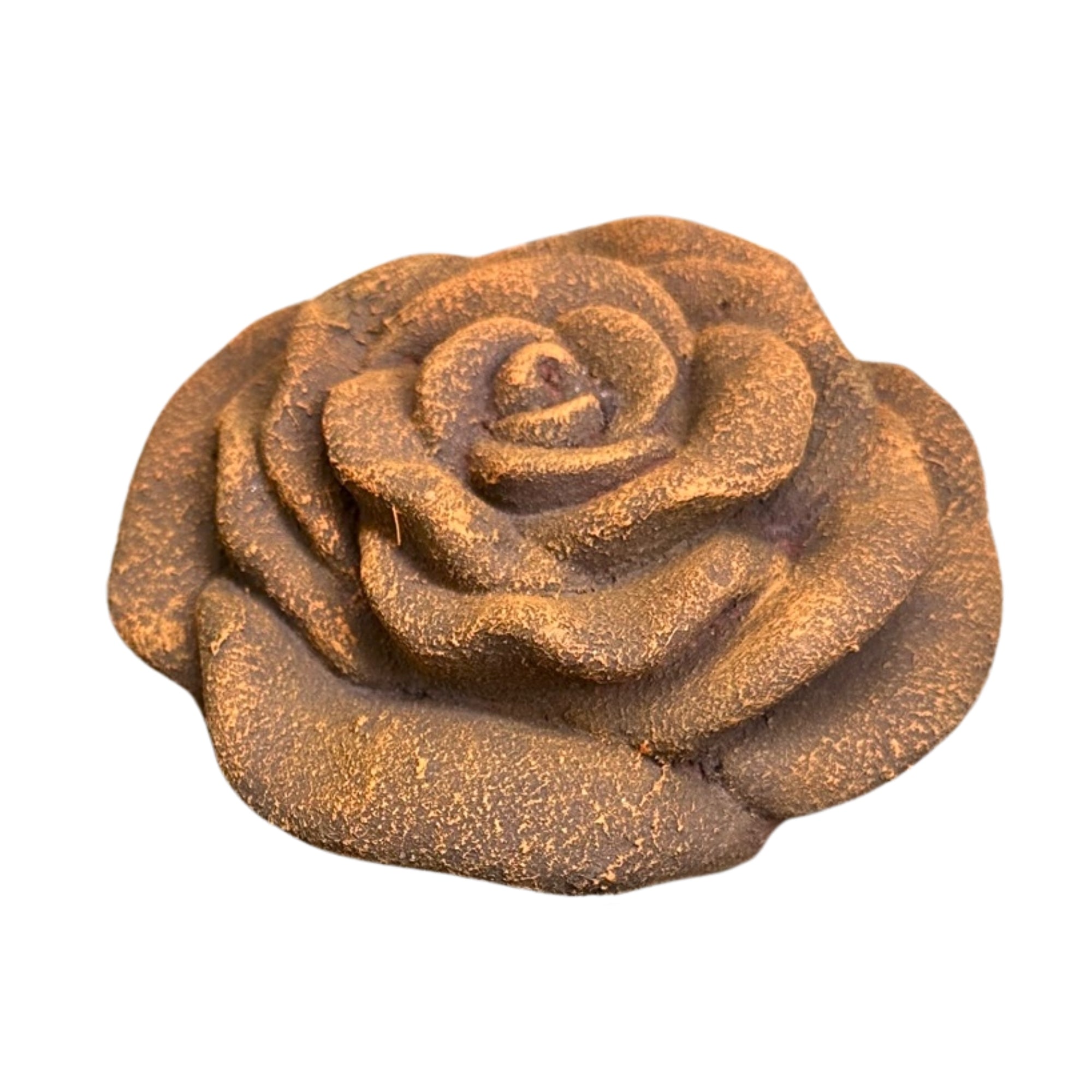 Rosenblüte aus Stein – Steinrose Blüte aus Steinguss, frostfeste Gartendeko Rost-Optik 12 cm