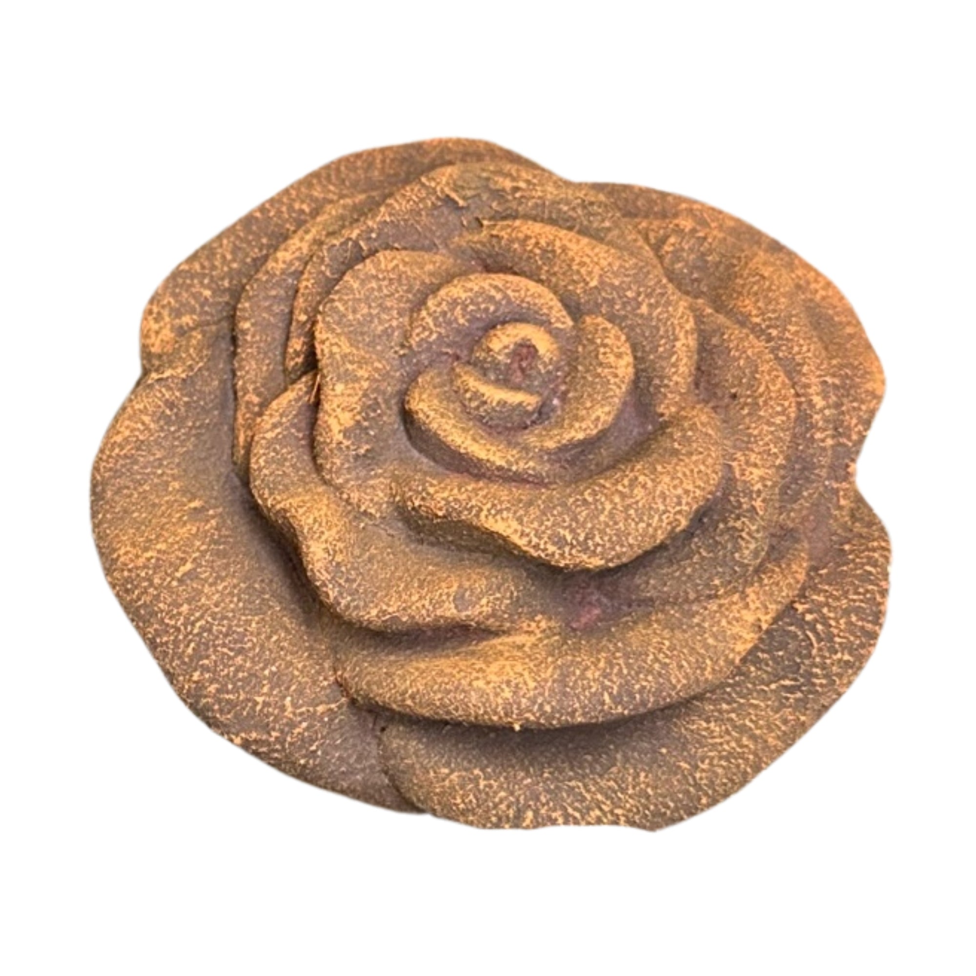Rosenblüte aus Stein – Steinrose Blüte aus Steinguss, frostfeste Gartendeko Rost-Optik 12 cm