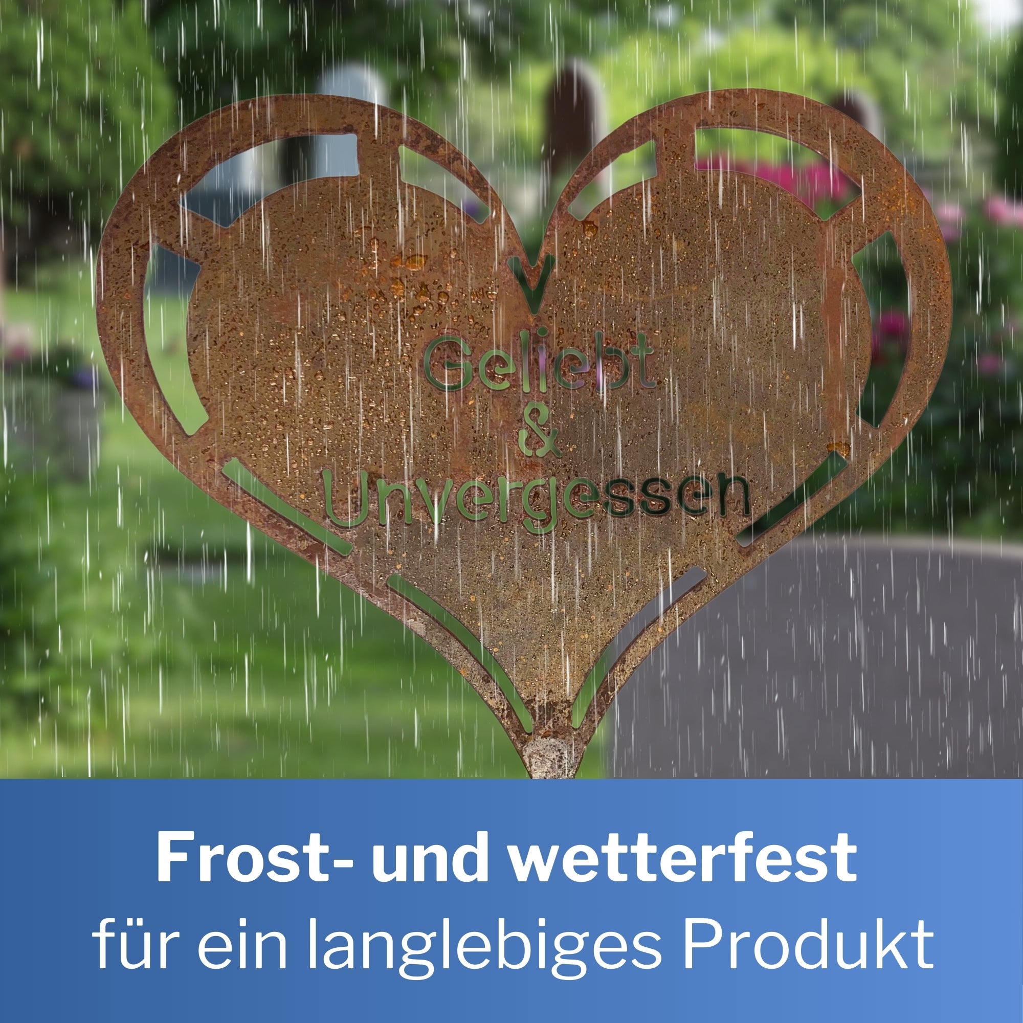 Edelrost Grabherz Grabschmuck Gedenkstein Trauerherz Herz Spruch für Grab Geliebt&Unvergessen