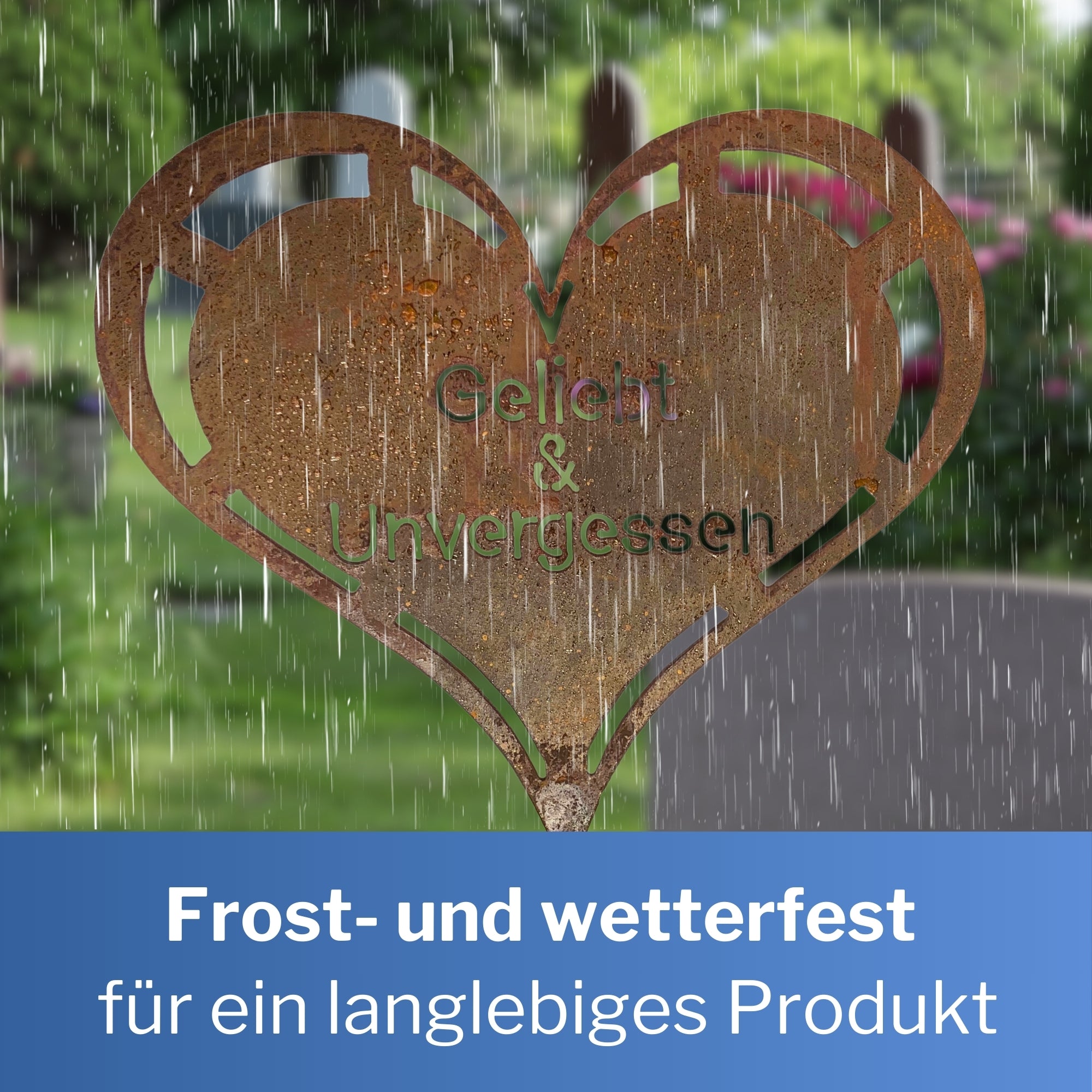 Edelrost Grabherz Grabschmuck Gedenkstein Trauerherz Herz Spruch für Grab -  In Liebe