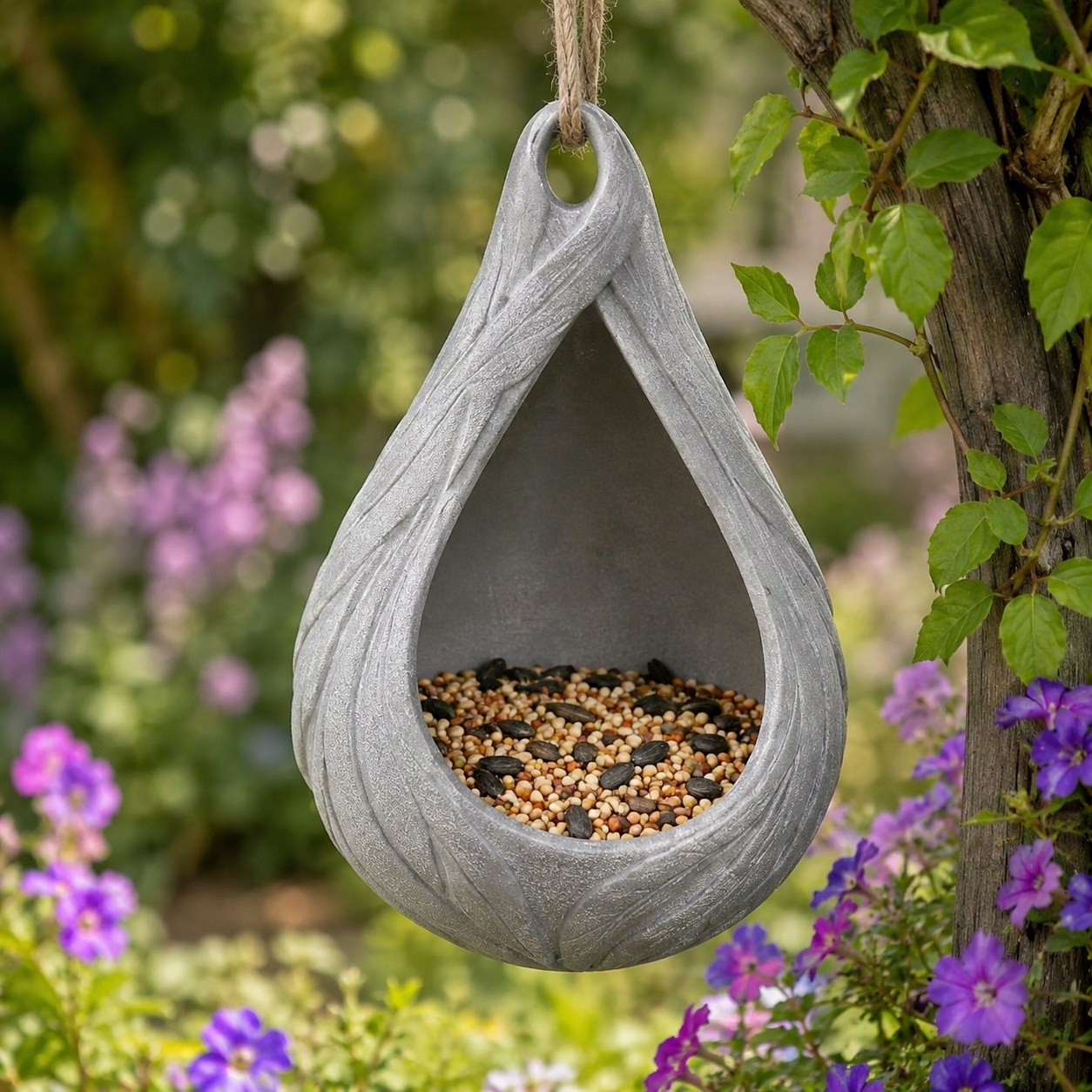 Vogelhaus Futterstelle & Nistkasten – Vogelfutterhaus hängend /stehend Dark Grey