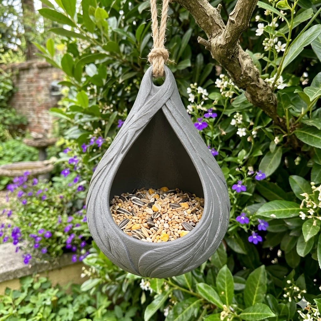 Vogelhaus Futterstelle & Nistkasten – Vogelfutterhaus hängend /stehend Dark Grey