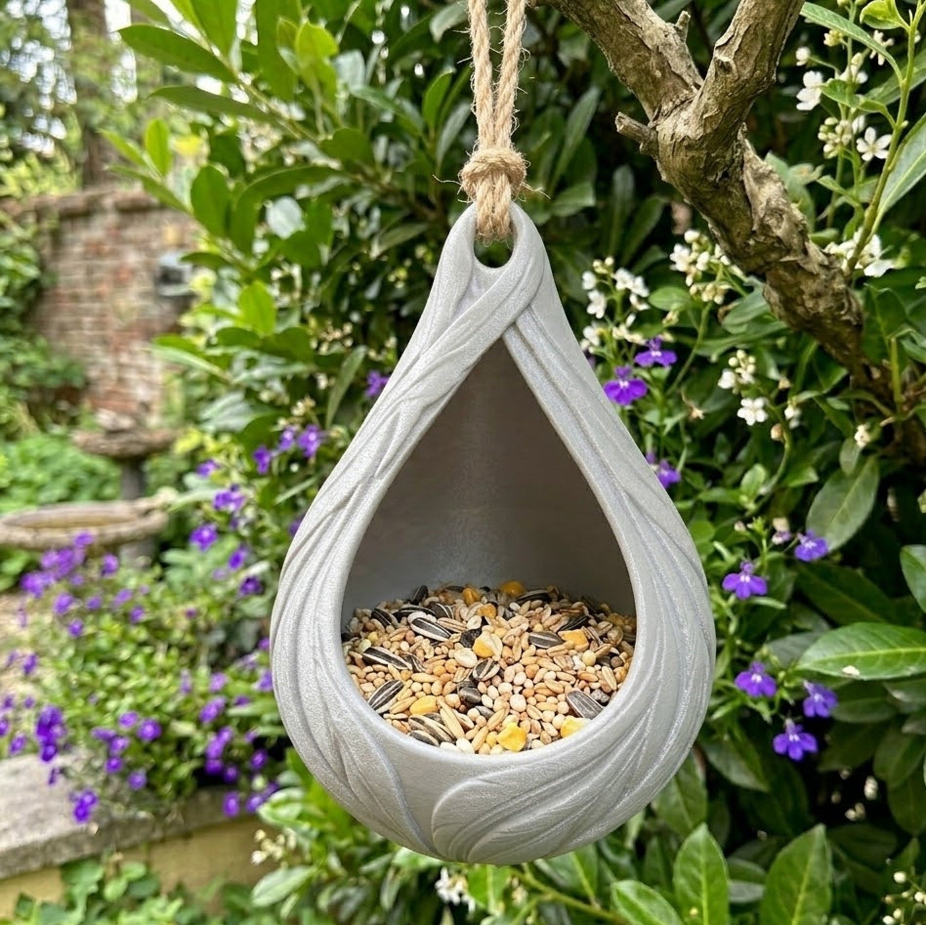 Vogelhaus Futterstelle & Nistkasten – Vogelfutterhaus hängend /stehend Urban Grey