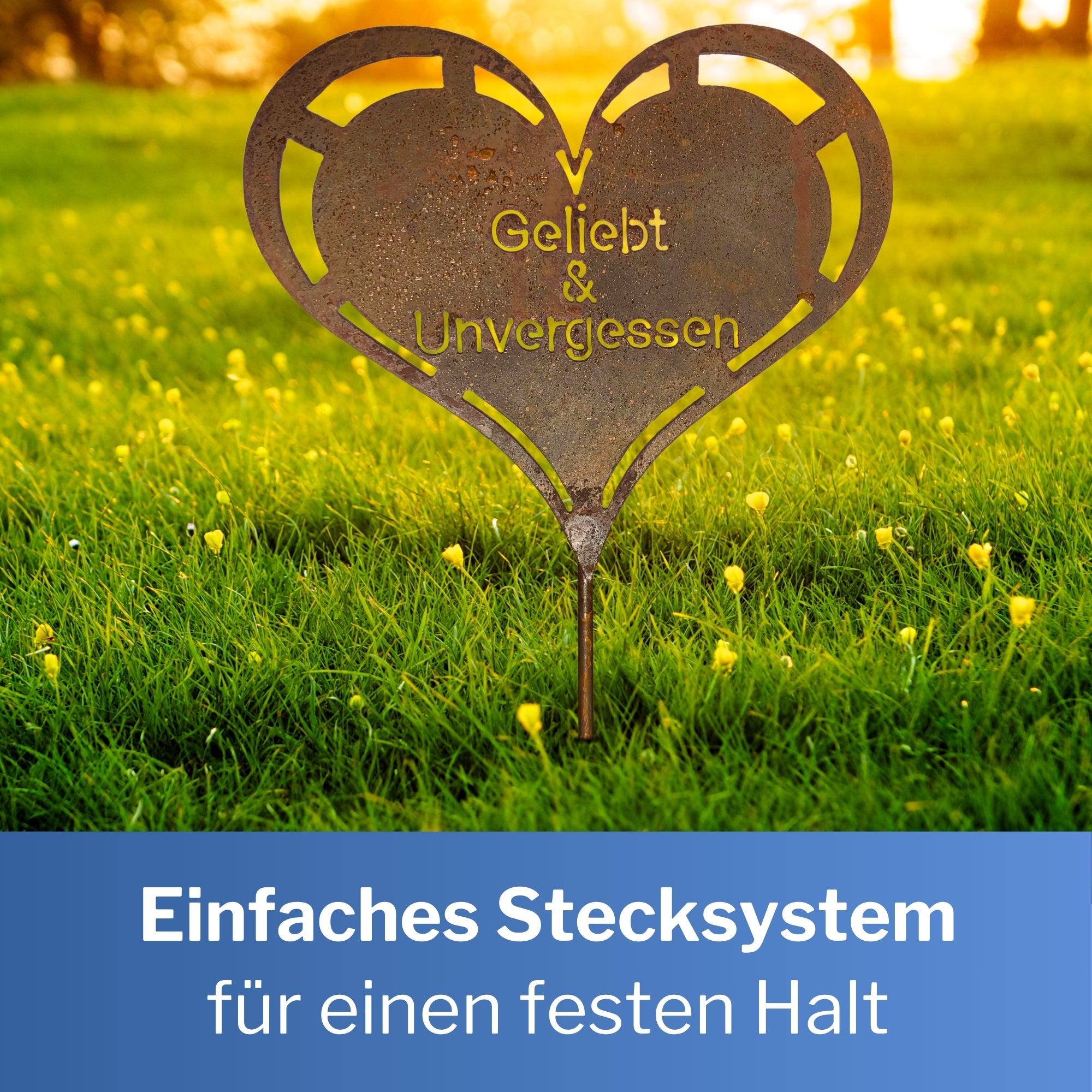 Edelrost Grabherz Grabschmuck Gedenkstein Trauerherz Herz Spruch für Grab Geliebt&Unvergessen