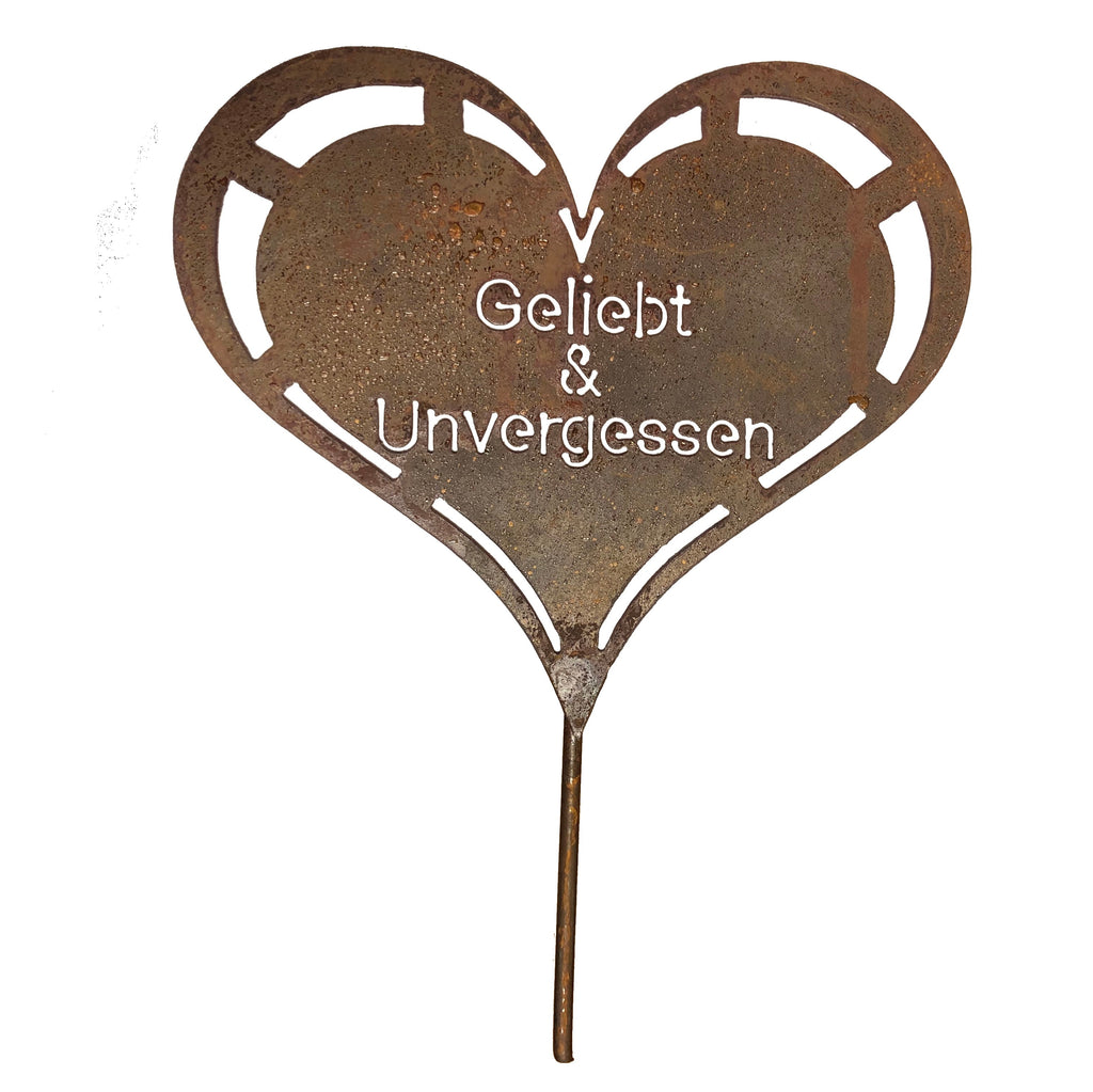 Edelrost Grabherz Grabschmuck Gedenkstein Trauerherz Herz Spruch für Grab Geliebt&Unvergessen
