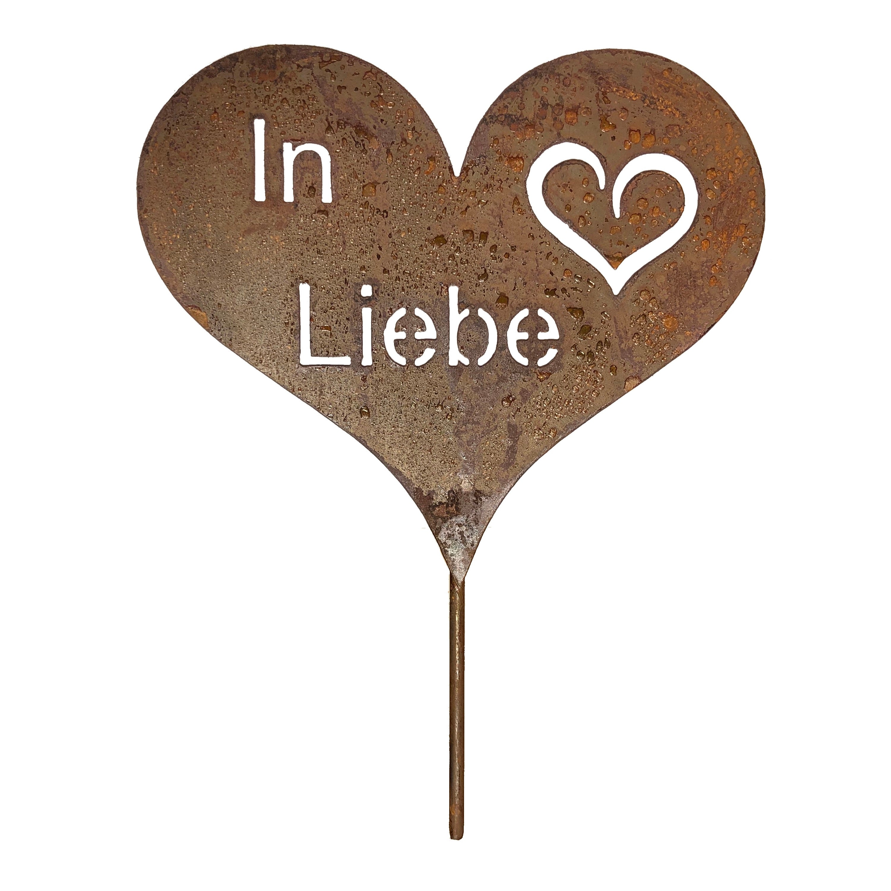 Edelrost Grabherz Grabschmuck Gedenkstein Trauerherz Herz Spruch für Grab -  In Liebe