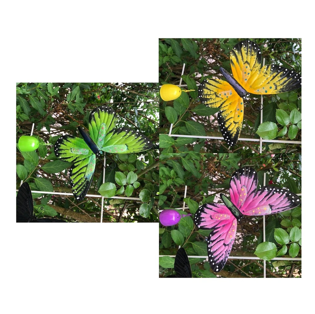 4x Windspiel Garten Dekoration Gartendekoration Schmetterling m. Glocke  4 Farben