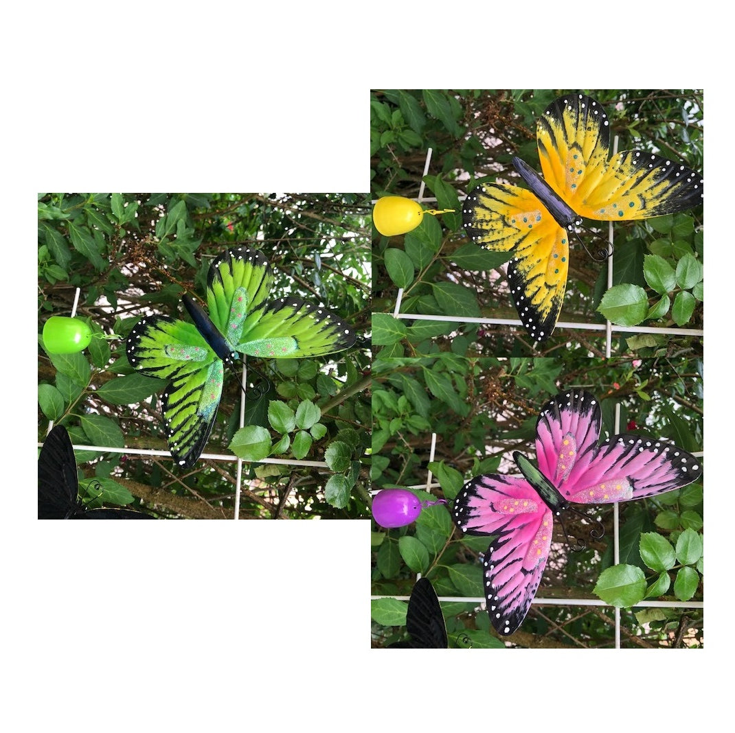 4x Windspiel Garten Dekoration Gartendekoration Schmetterling m. Glocke  4 Farben