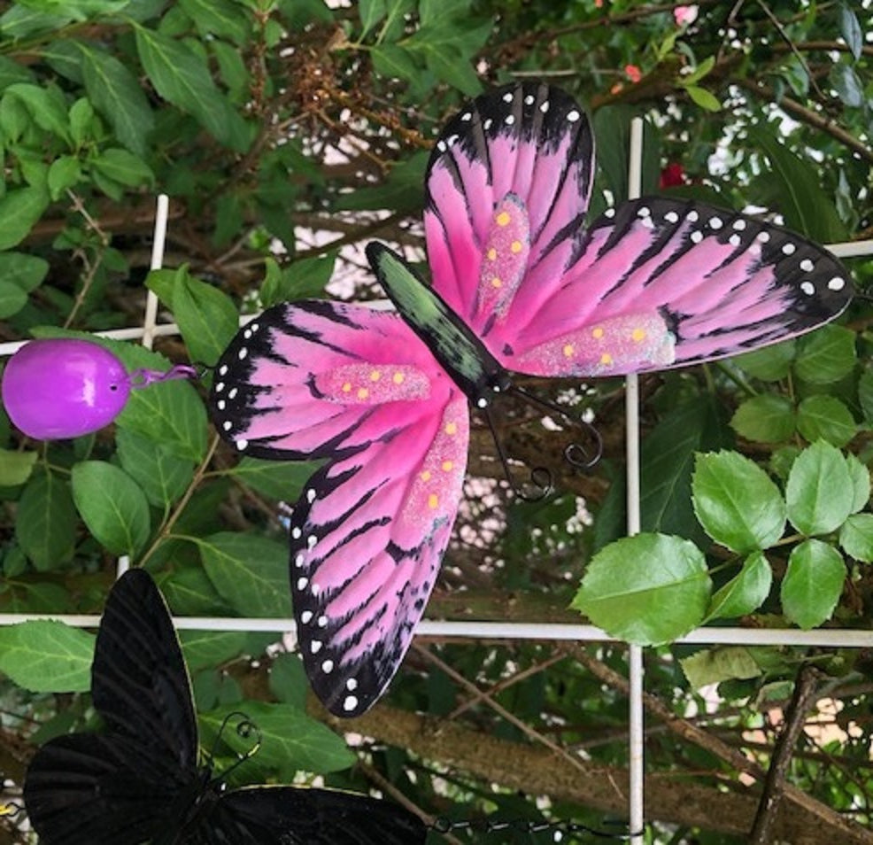 4x Windspiel Garten Dekoration Gartendekoration Schmetterling m. Glocke  4 Farben