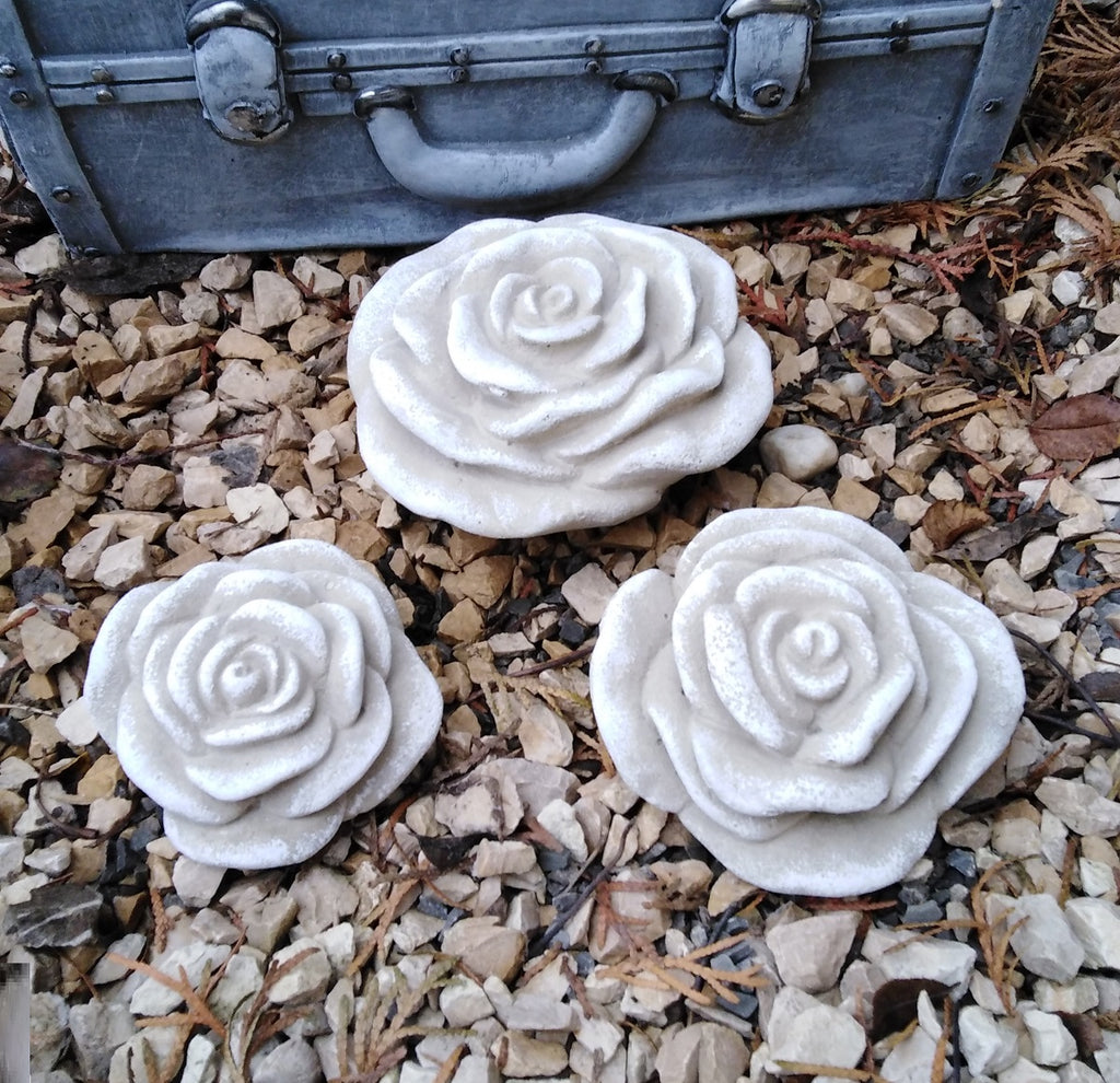 Stein Rose Rosen Set 3 er Rosenblüte Steinguss