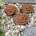 3x Rosenblüte Stein Rose Steinrose Rosen Blüte Blumen Steinguss frostfest Garten Rost Metall Optik 8cm