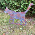Katze auf Stab  Rostiges Metall Design 36cm