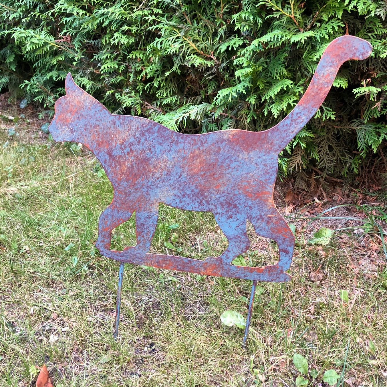 Katze auf Stab  Rostiges Metall Design 36cm