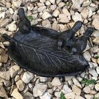 Vogeltränke Blatt  3 Vögel Guss 14cm
