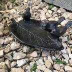 Vogeltränke Blatt  3 Vögel Guss 14cm