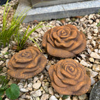Rose 3er Set Rosenblüte Stein Rosen Blüte Blumen Steinguss frostfest  Garten Rost Metall Optik