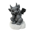 Drachen Wächter aus Steinoptik – Handgefertigte Deko Figur mit Betonplatte | Gargoyle Figur