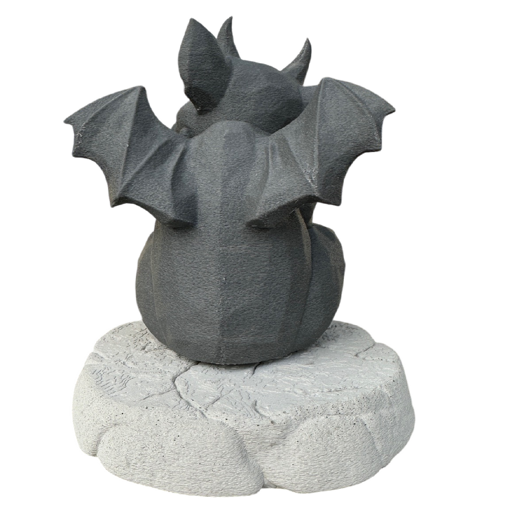 Drachen Wächter aus Steinoptik – Handgefertigte Deko Figur mit Betonplatte | Gargoyle Figur
