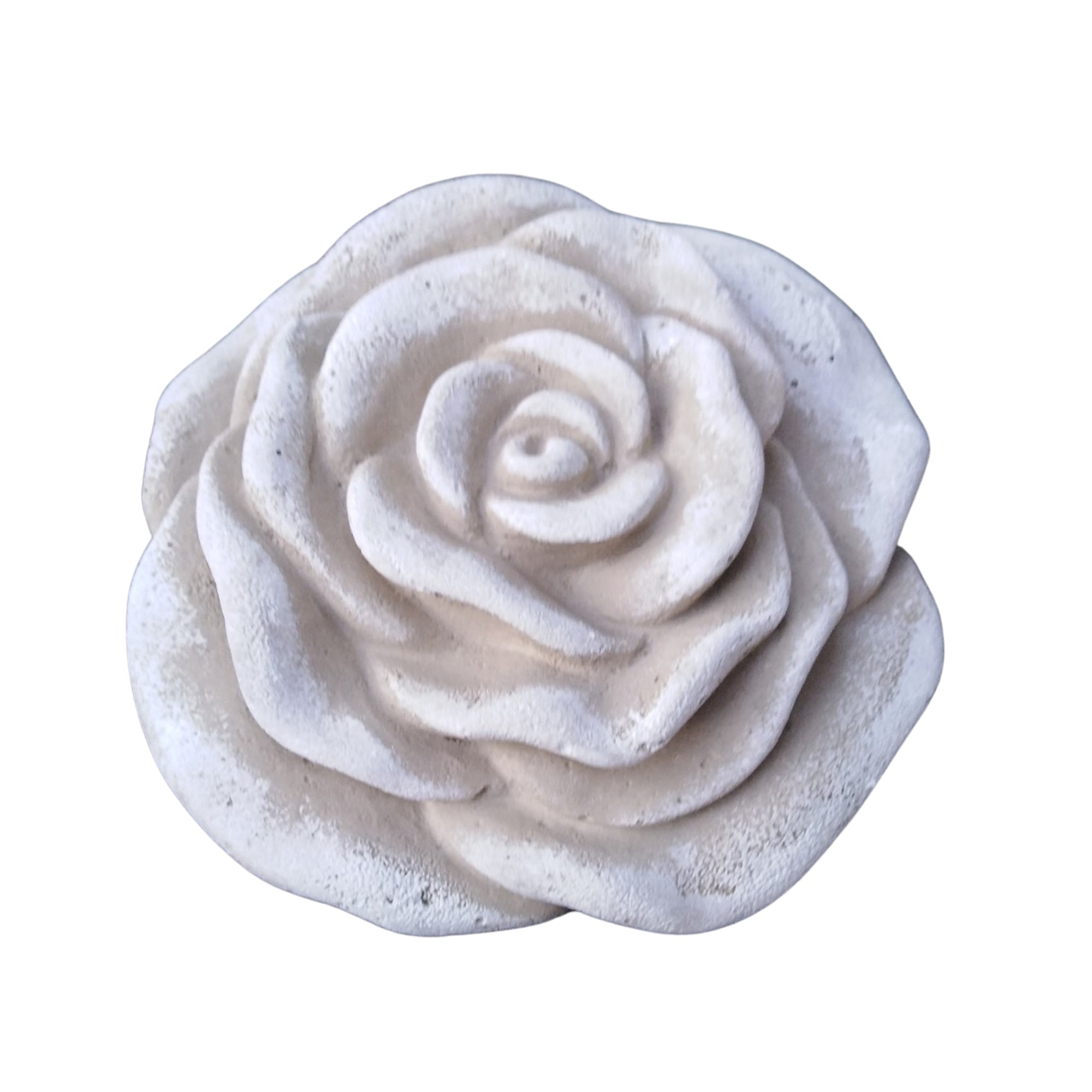 Stein Rose Rosenblüte Blüte Blumen Steinguss frostfest wetterfest Garten Deko 12cm hellgrau