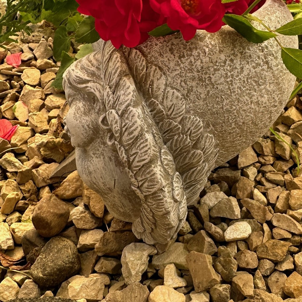 Pflanztopf Engel mit Herz Grabherz Grabschmuck Grabdeko Trauerherz