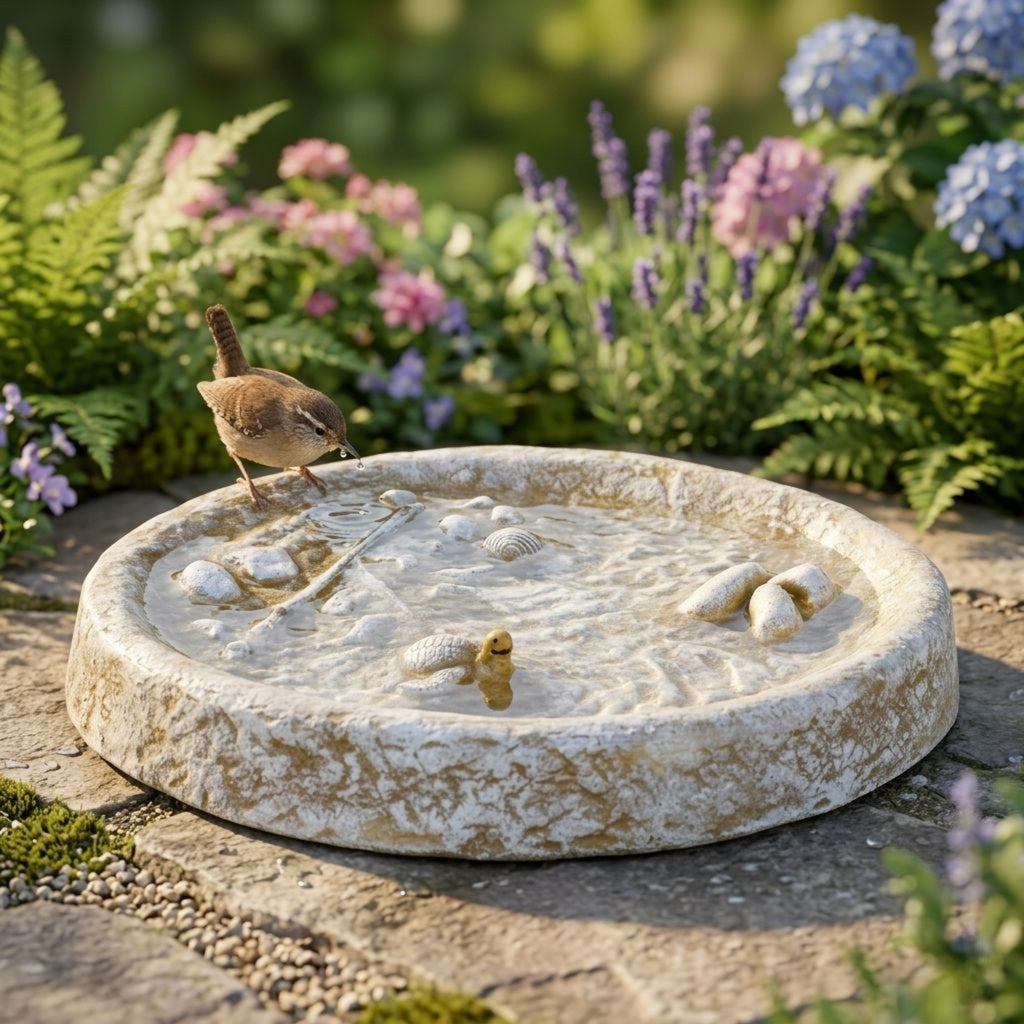 Vogeltränke Vogelbad Wasserstelle Vogelbecken Gelb
