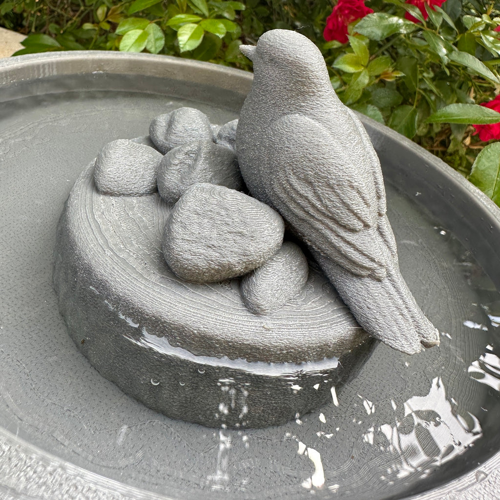 Vogeltränke Vogelbad Gartendeko für Vögel Wasserschale Vogelbecken mit Vogel Dark Grey